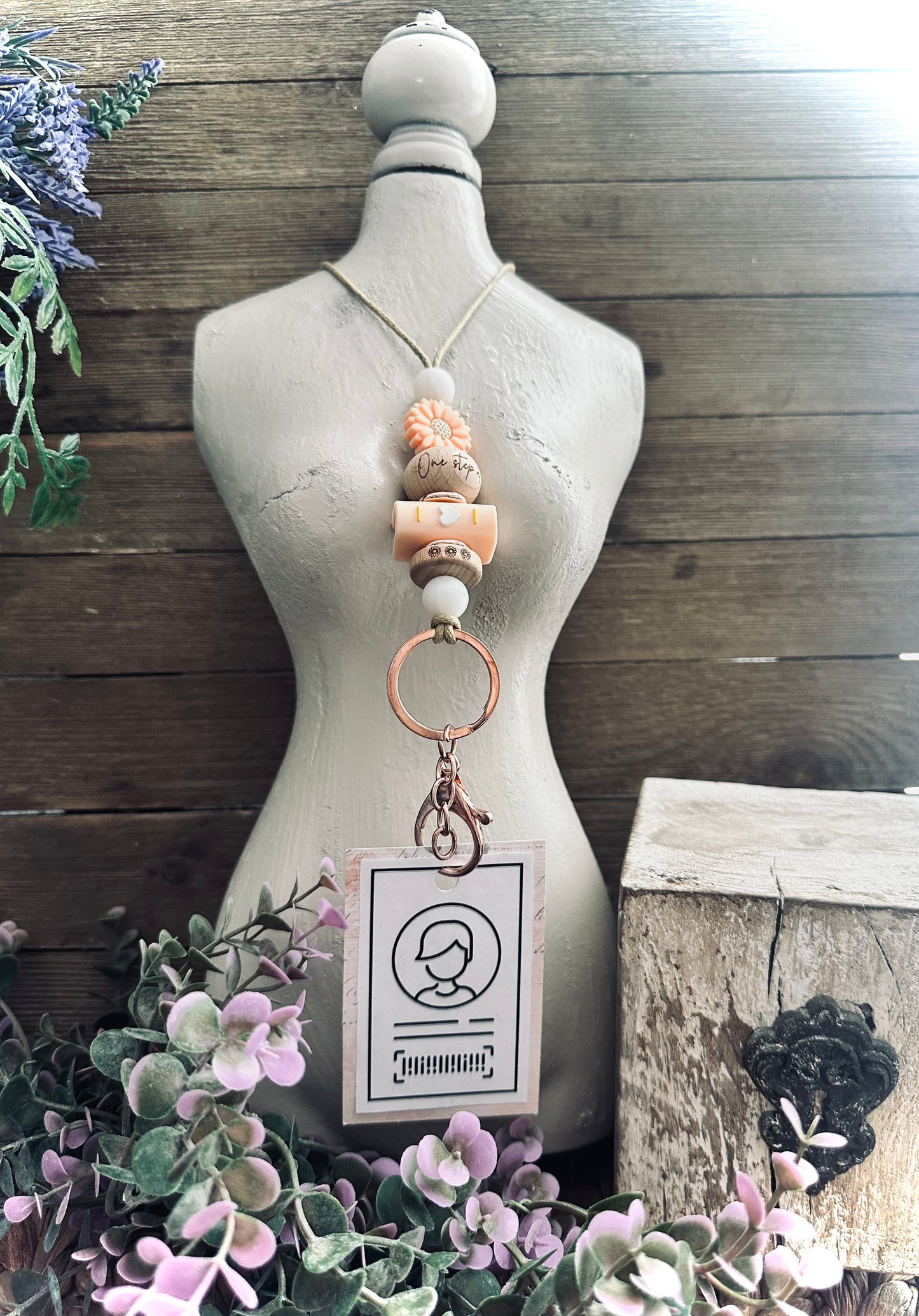 “One Step at a Time” Beaded Lanyard