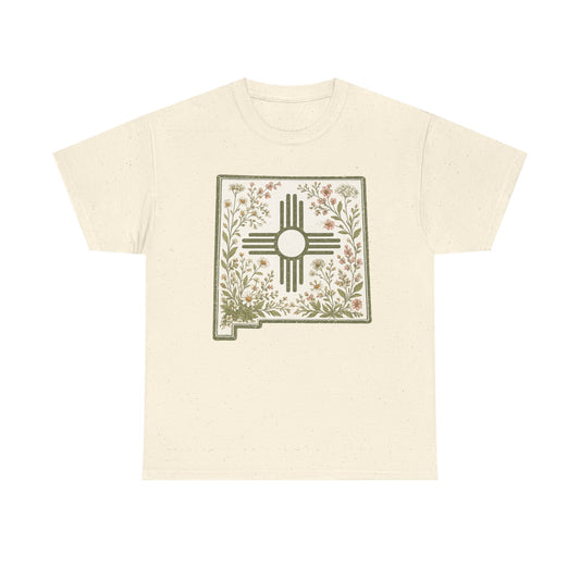 New Mexico Floral Zia T-Shirt — Southwestern State Pride Tee - Sage