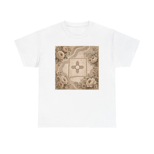 New Mexico Zia Floral T‑Shirt — Vintage Desert Sun Graphic Tee