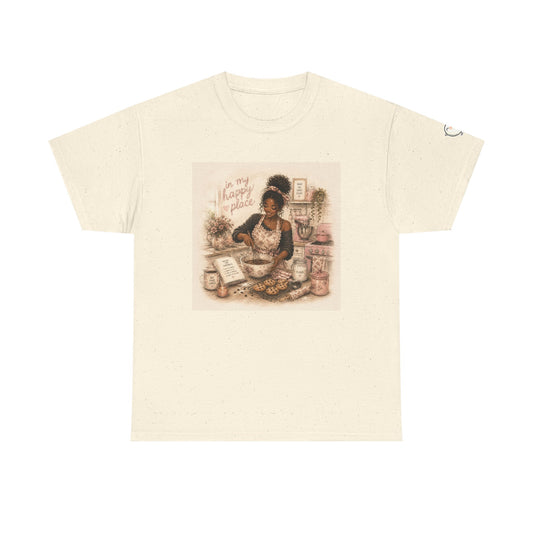 Cute Black Woman Baking T‑Shirt — "My Happy Place" Graphic Tee