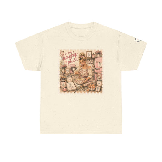 Kitchen Cozy T‑Shirt — "This Is My Happy Place" Baking Vintage Graphic Tee