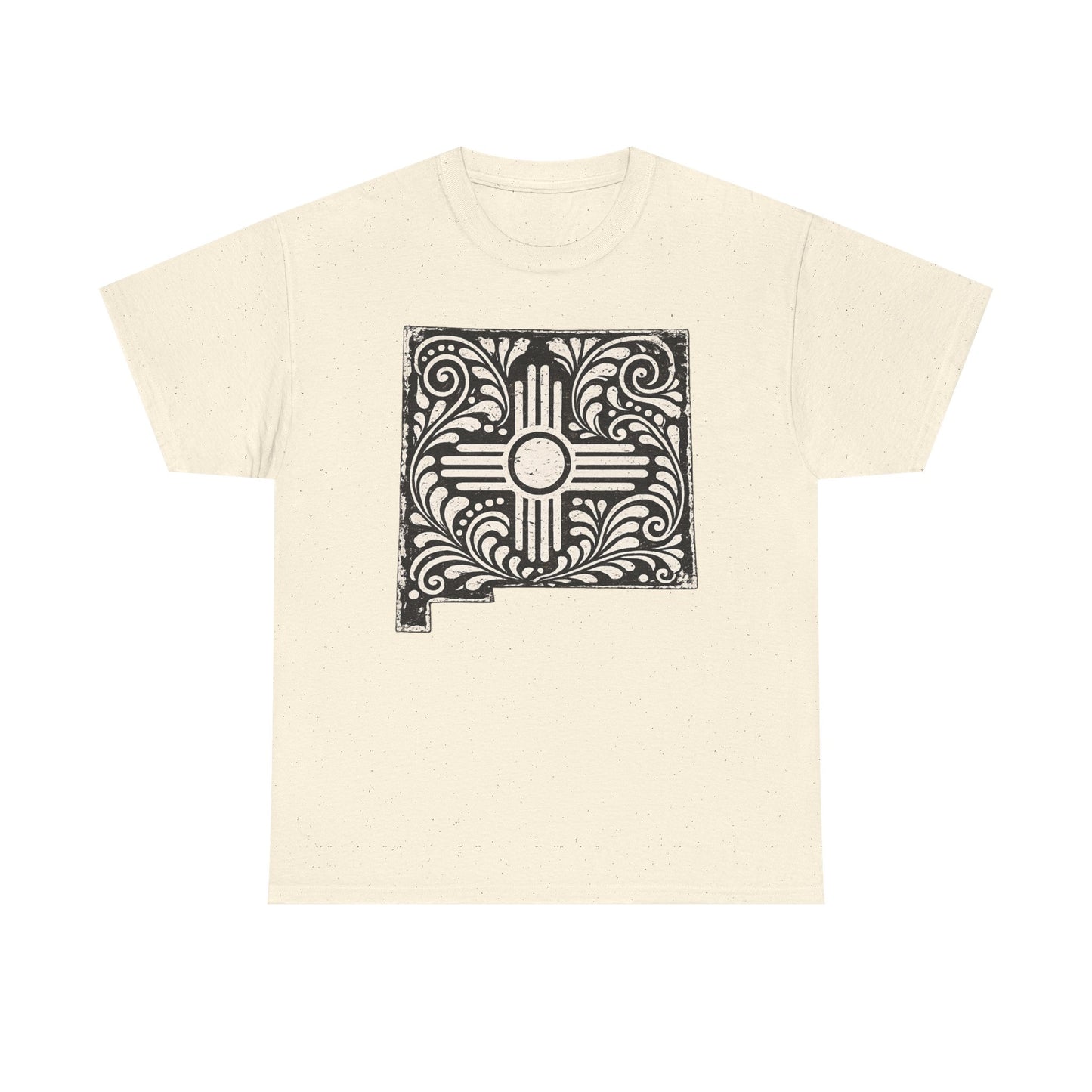 New Mexican Zia Tile Graphic Tee — Vintage Ornamental Southwest Motif - Black