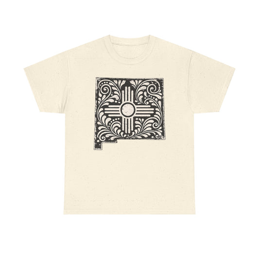 New Mexican Zia Tile Graphic Tee — Vintage Ornamental Southwest Motif - Black