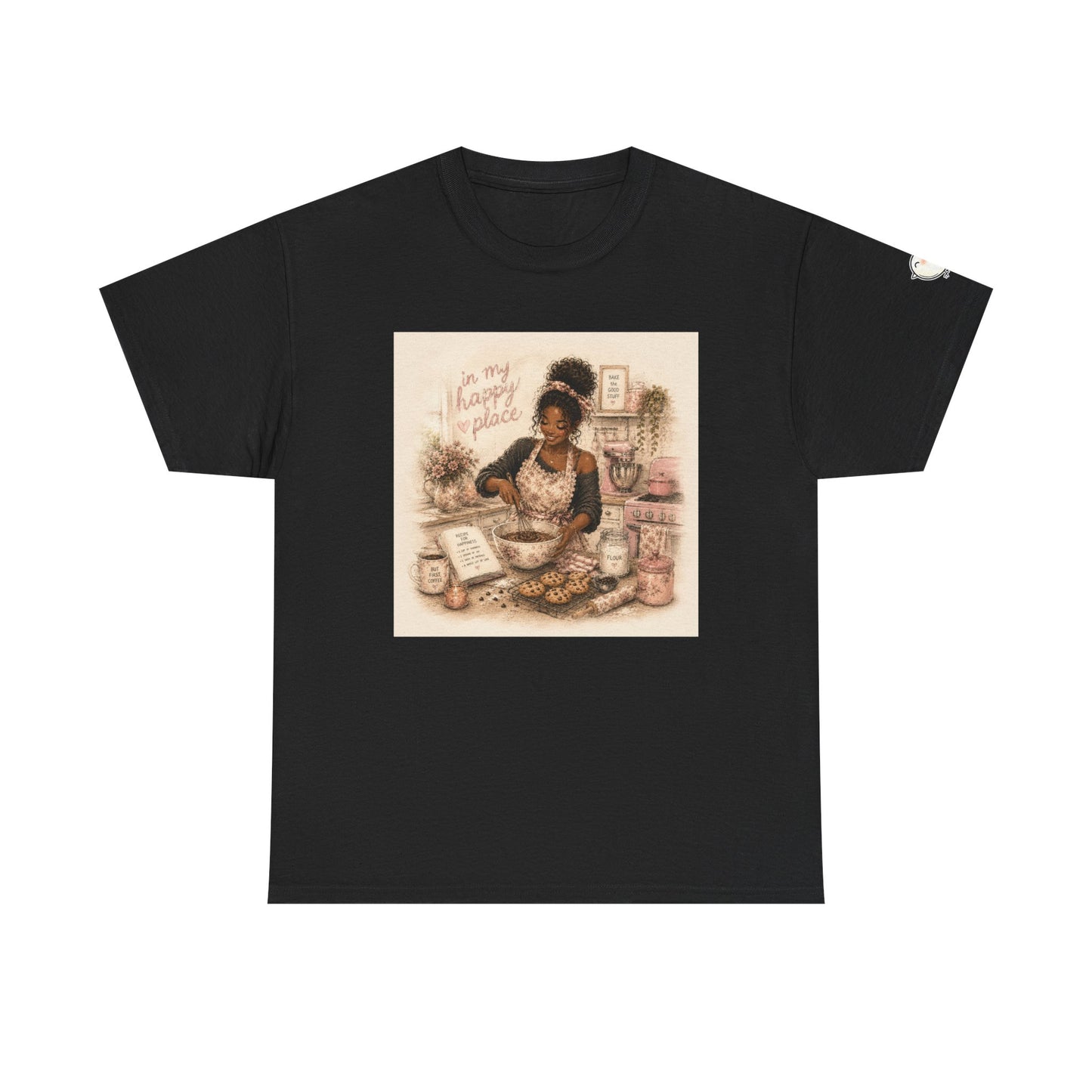 Cute Black Woman Baking T‑Shirt — "My Happy Place" Graphic Tee