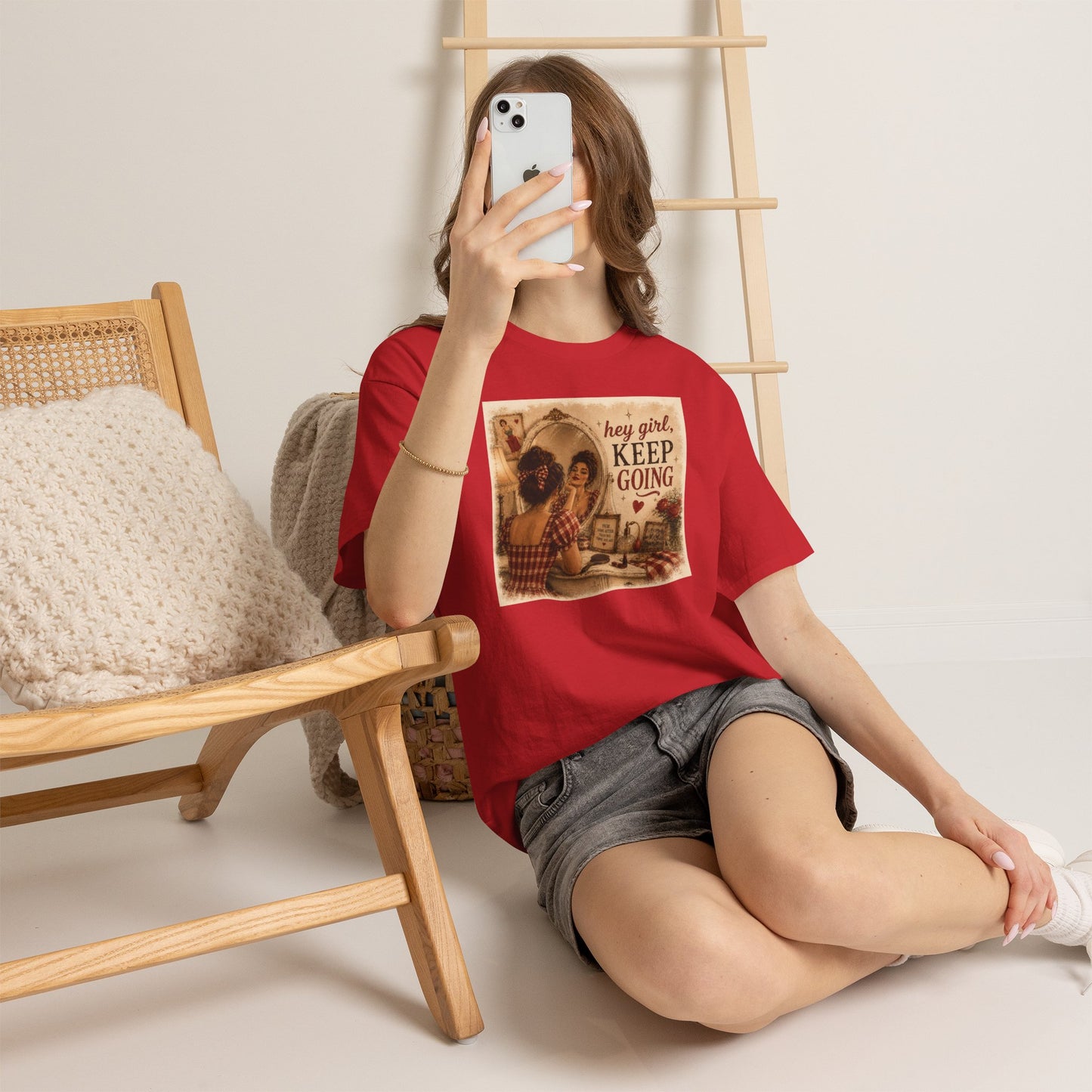 Keep Going T-Shirt — Vintage 'Hey Girl, Keep Going" T-shirt - Red