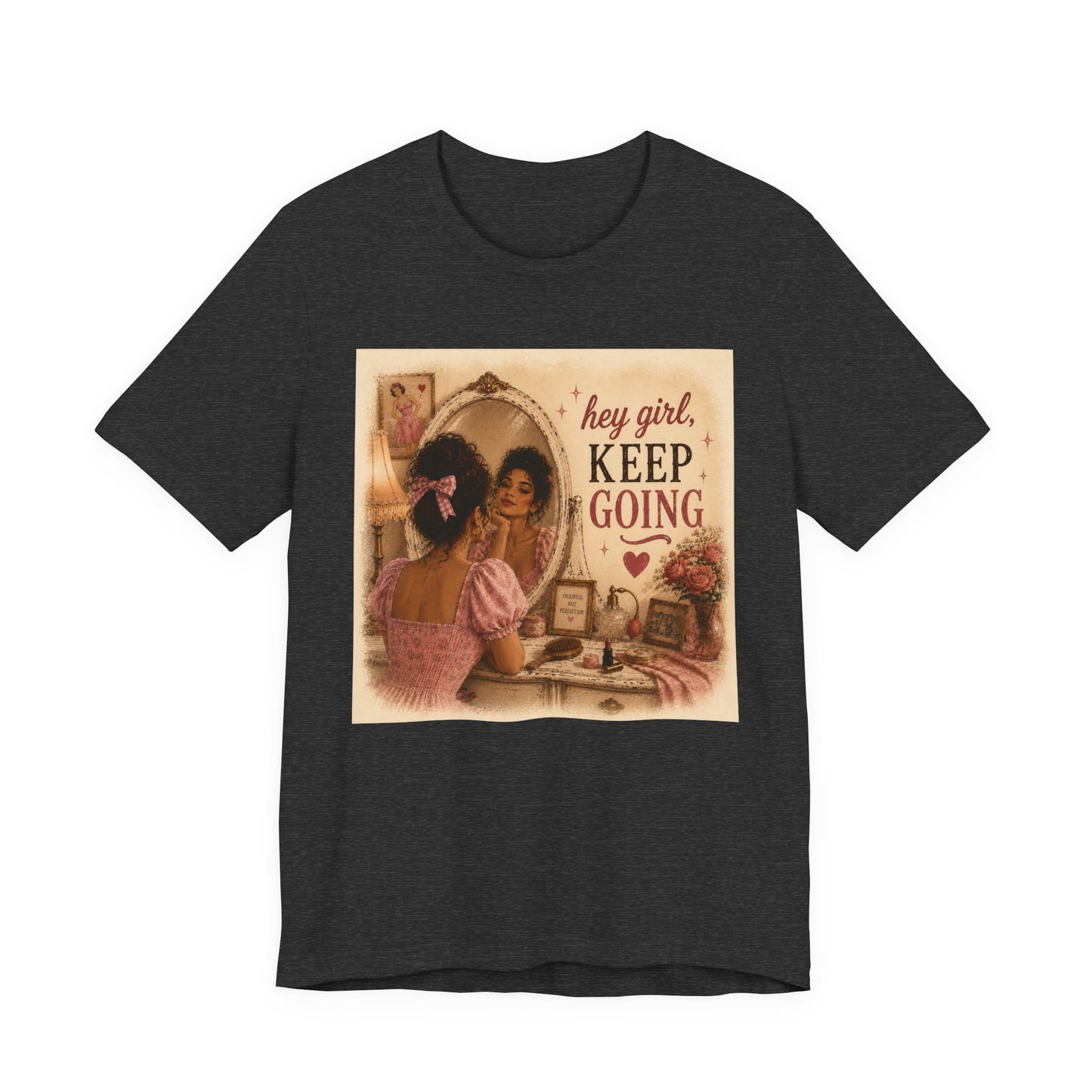 Keep Going Tee — 'Hey Girl, Keep Going' Motivational Graphic T-Shirt - Pink