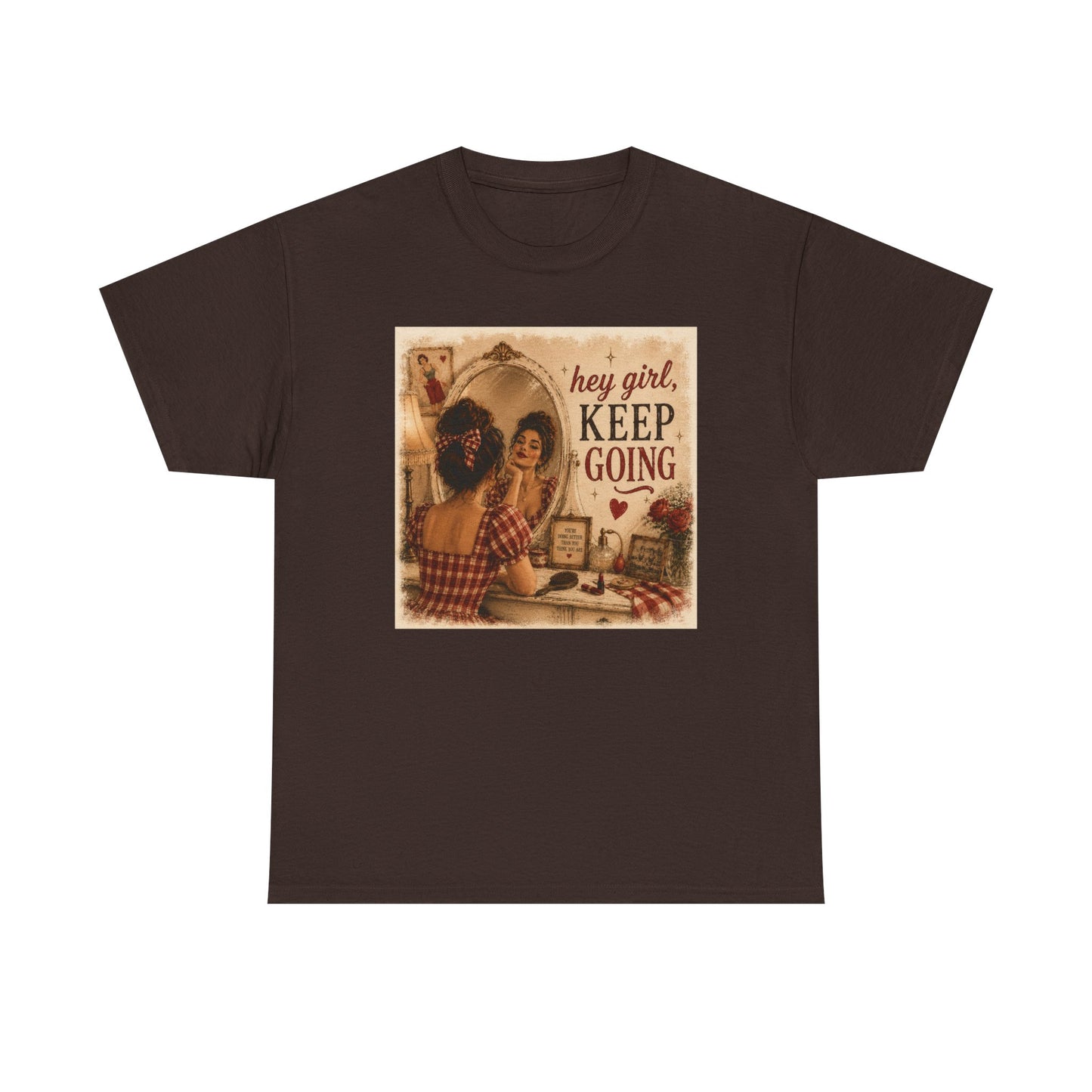 Keep Going T-Shirt — Vintage 'Hey Girl, Keep Going" T-shirt - Red