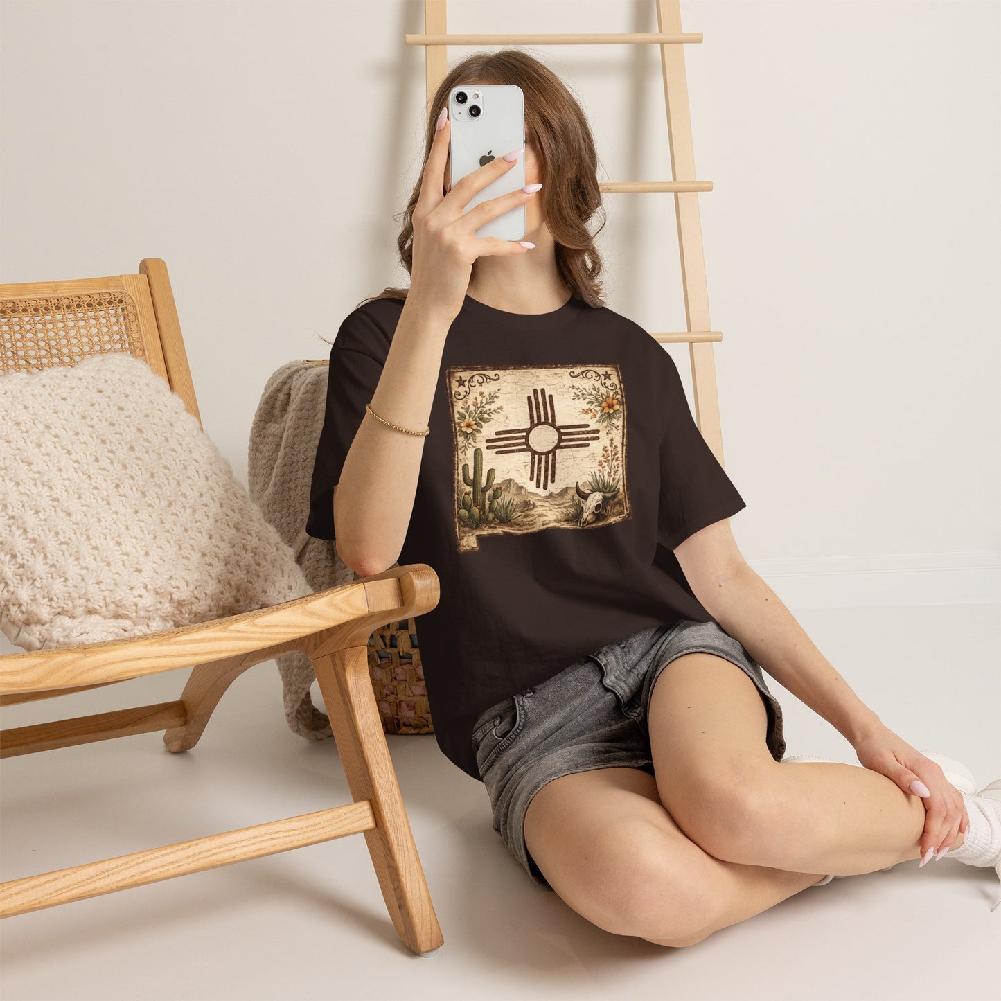 New Mexico Zia Sun Cotton Tee – Desert Cactus Vintage Graphic T‑Shirt - Western