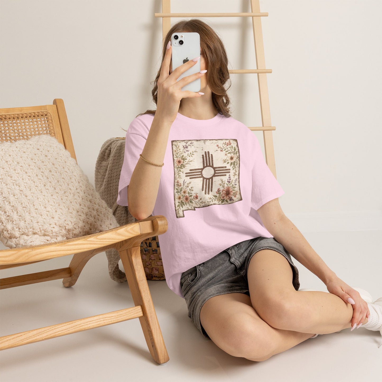 New Mexico Zia Floral Tee — Vintage State Map T-Shirt