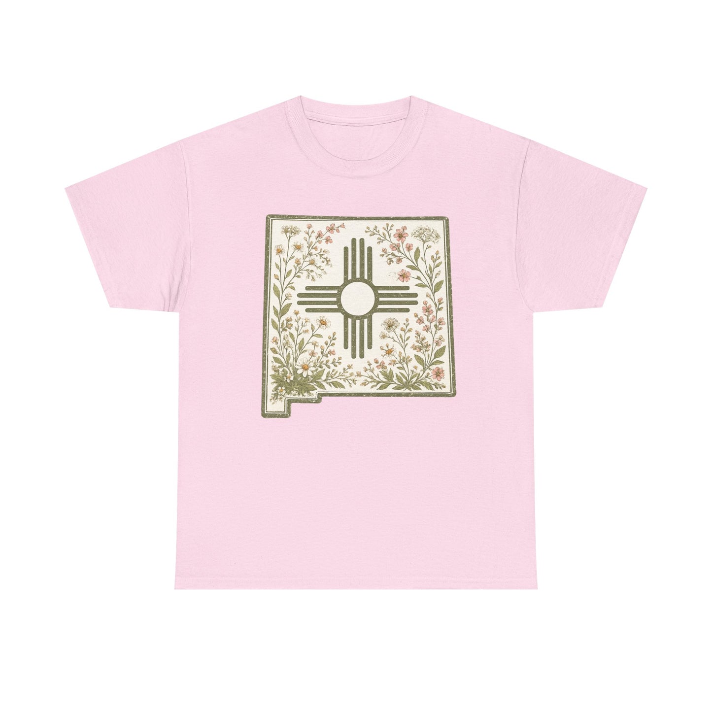 New Mexico Floral Zia T-Shirt — Southwestern State Pride Tee - Sage