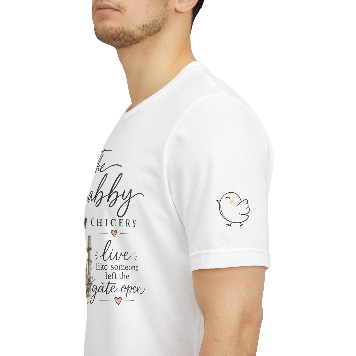 The Shabby Chicery Tee — "Live like someone left the gate open" Cow Graphic Shirt