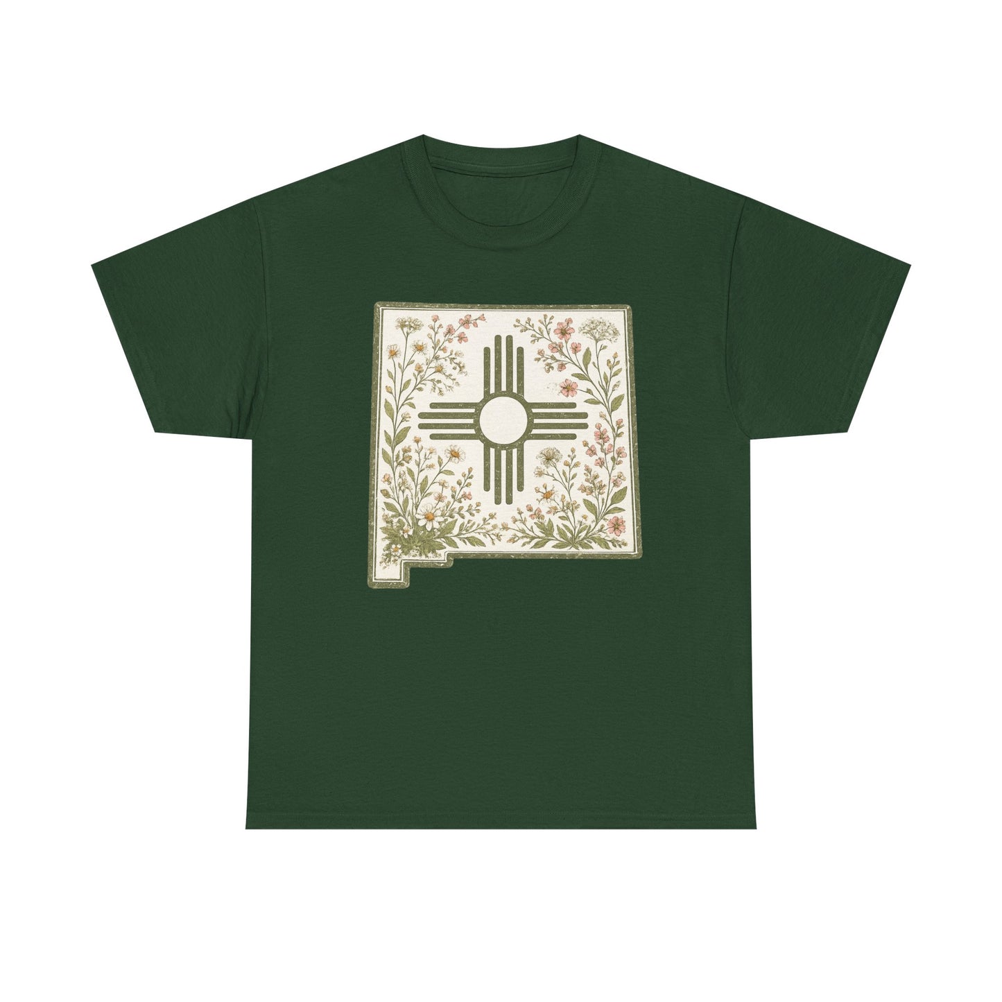 New Mexico Floral Zia T-Shirt — Southwestern State Pride Tee - Sage