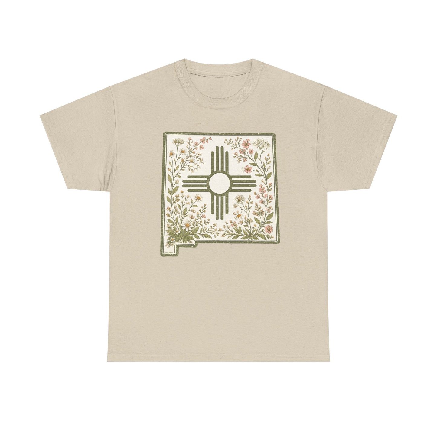 New Mexico Floral Zia T-Shirt — Southwestern State Pride Tee - Sage