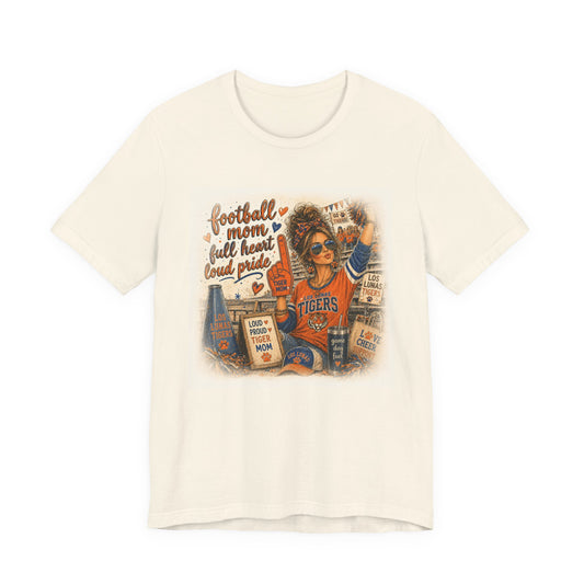 Football Mom T‑Shirt – "Football Mom Full Heart Loud Pride" Vintage Game Day Tee