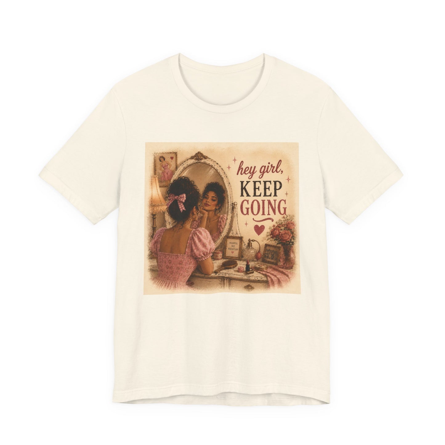 Keep Going Tee — 'Hey Girl, Keep Going' Motivational Graphic T-Shirt - Pink