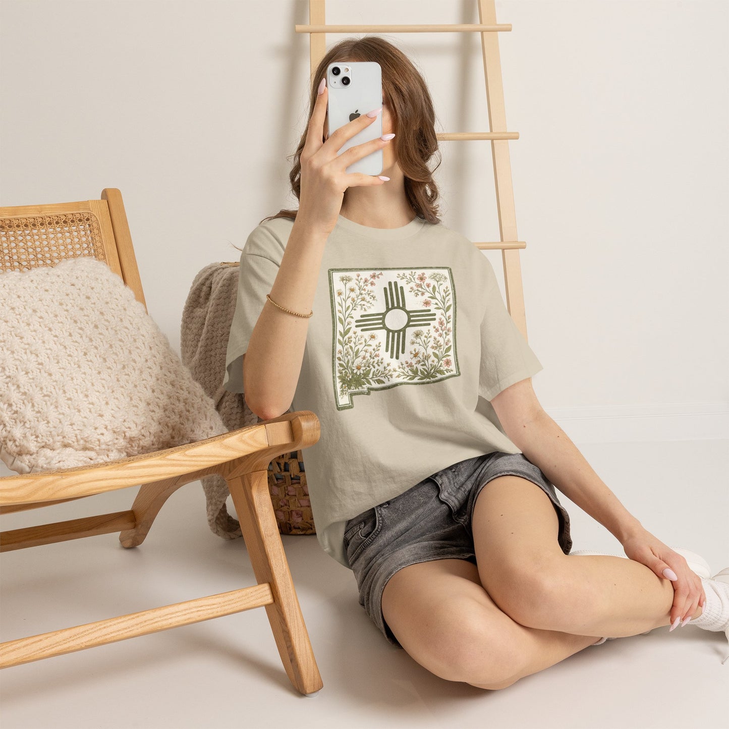 New Mexico Floral Zia T-Shirt — Southwestern State Pride Tee - Sage