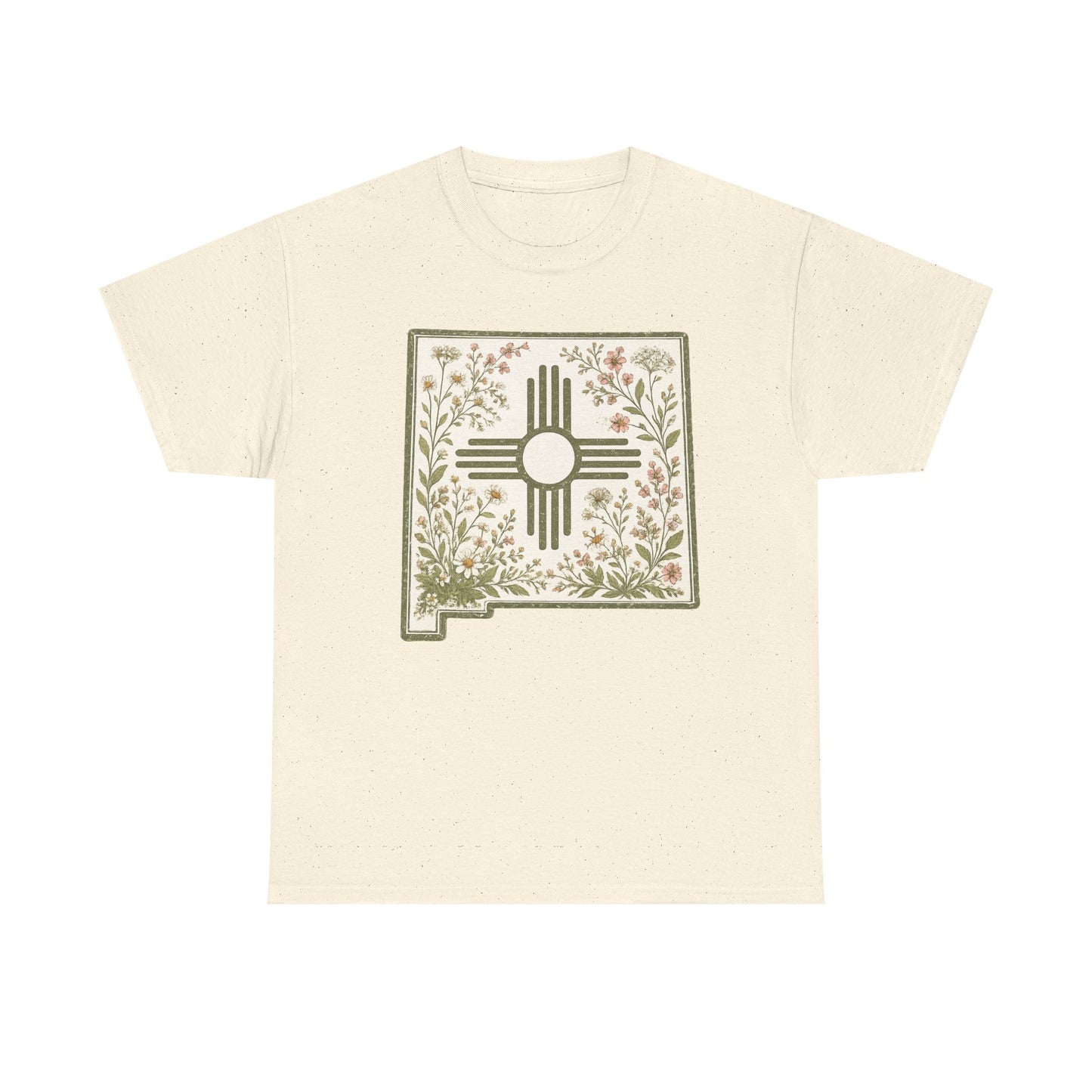 New Mexico Floral Zia T-Shirt — Southwestern State Pride Tee - Sage