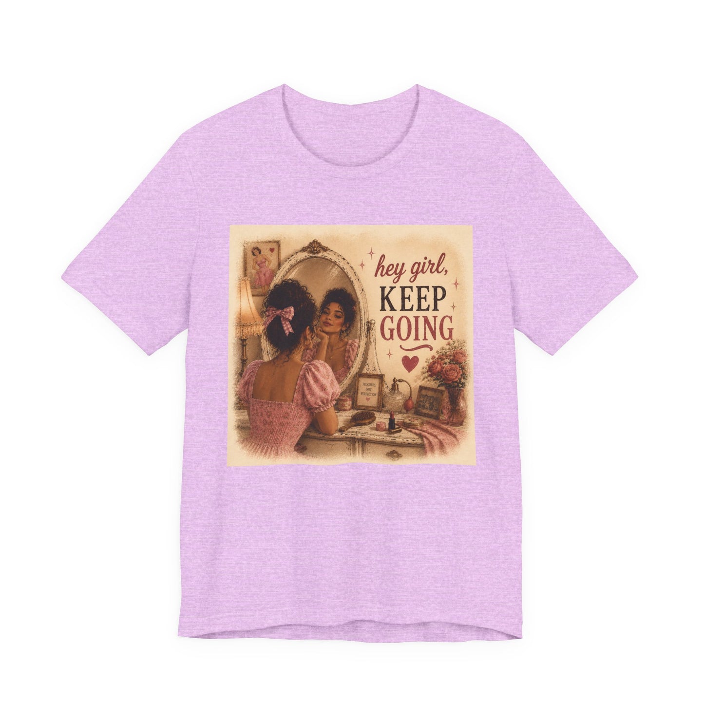 Keep Going Tee — 'Hey Girl, Keep Going' Motivational Graphic T-Shirt - Pink