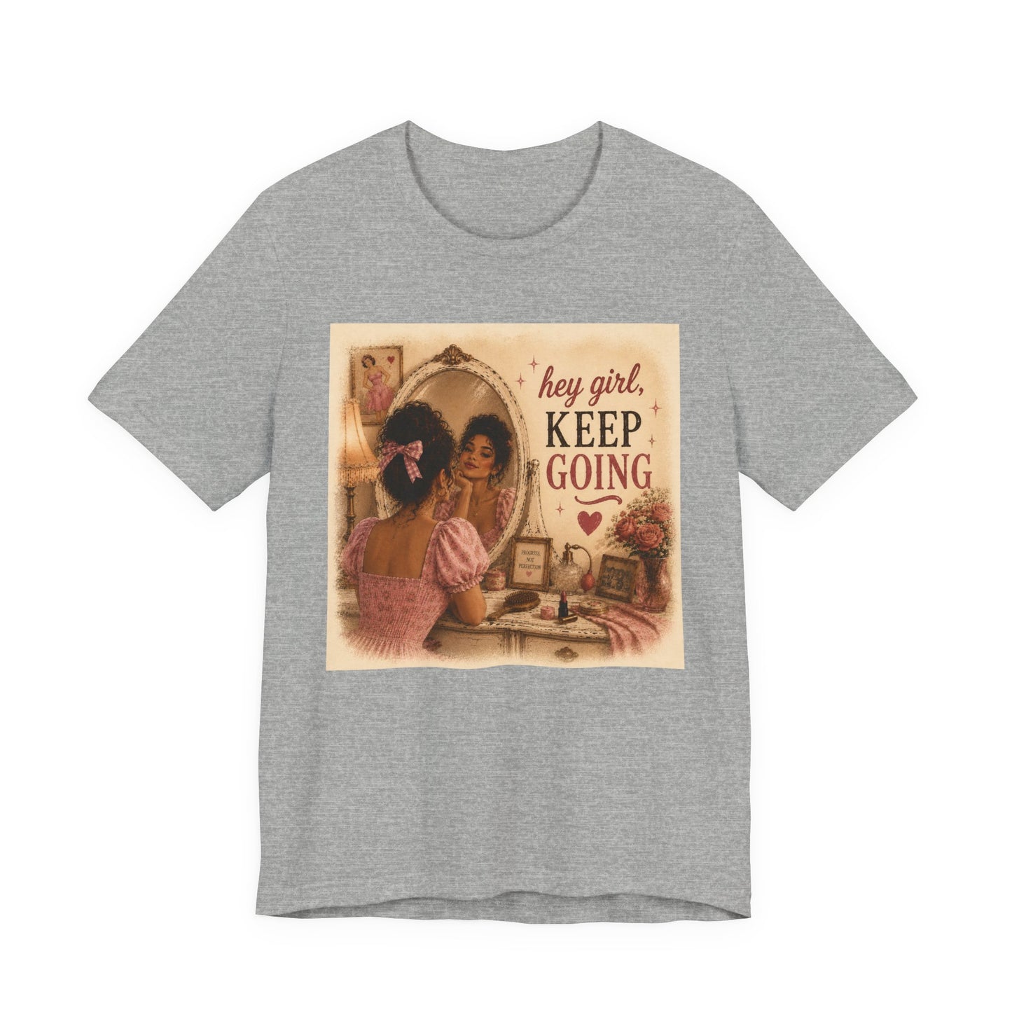 Keep Going Tee — 'Hey Girl, Keep Going' Motivational Graphic T-Shirt - Pink