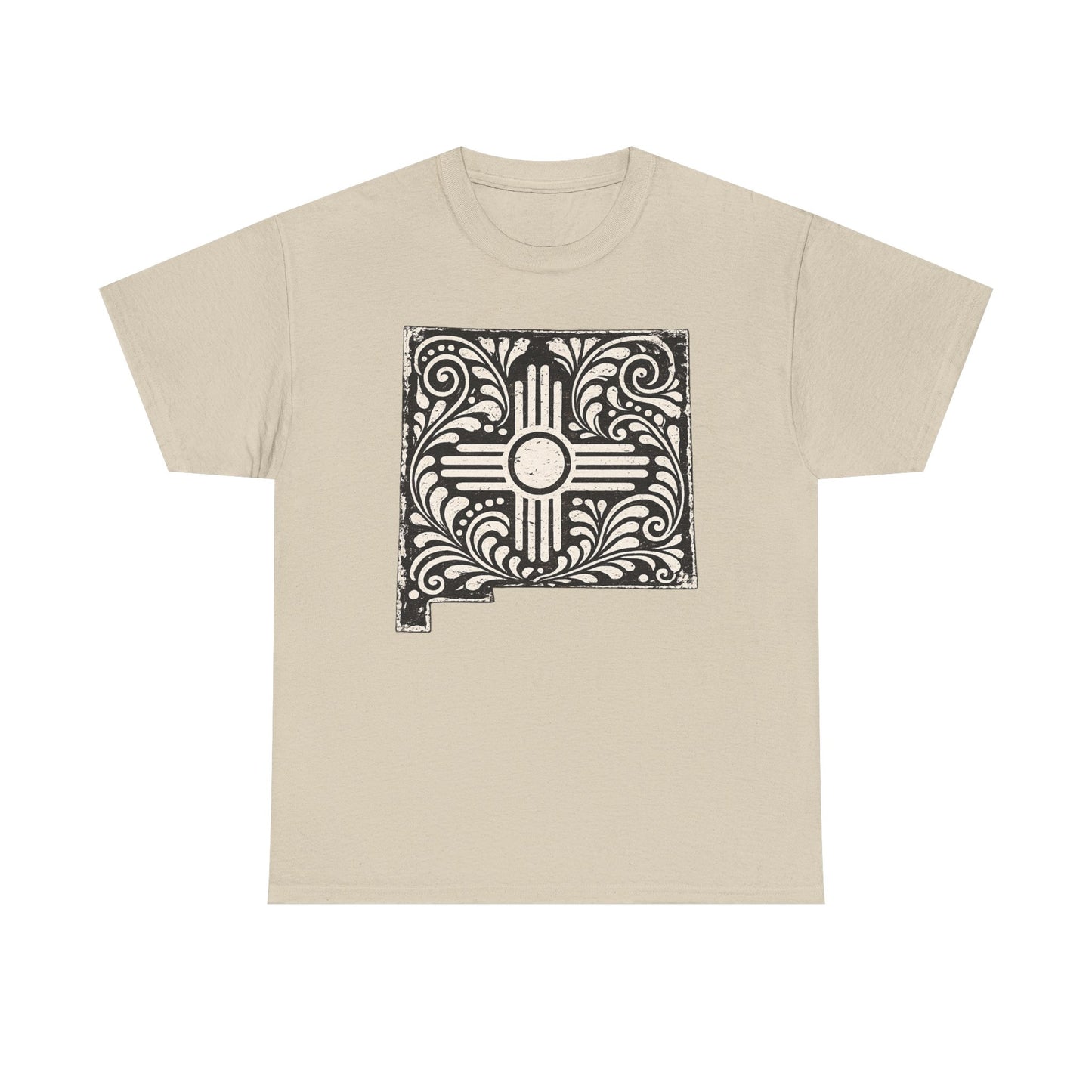 New Mexican Zia Tile Graphic Tee — Vintage Ornamental Southwest Motif - Black