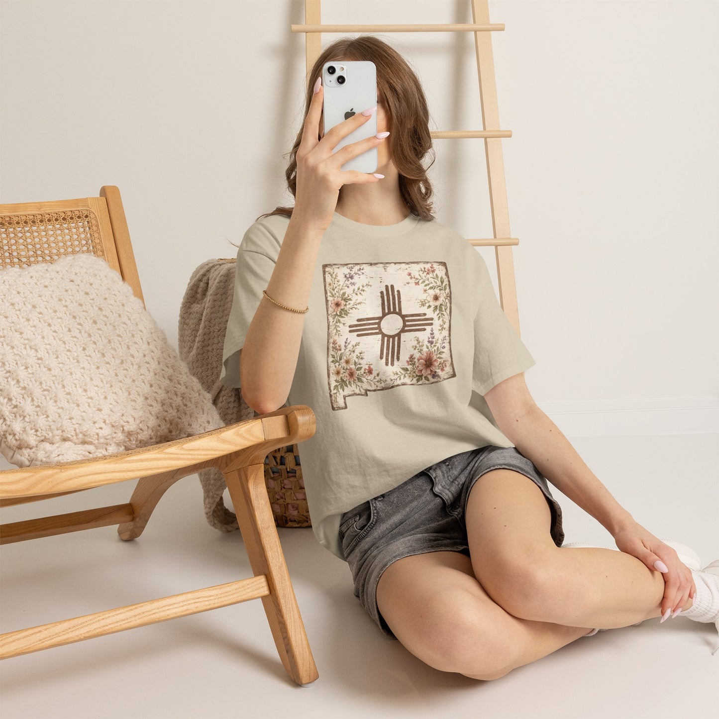 New Mexico Zia Floral Tee — Vintage State Map T-Shirt