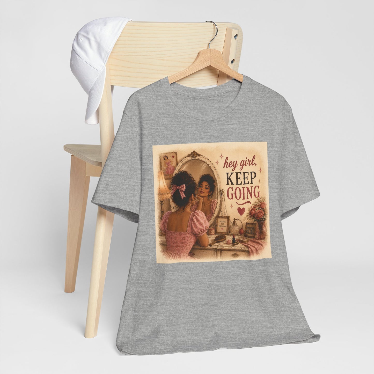 Keep Going Tee — 'Hey Girl, Keep Going' Motivational Graphic T-Shirt - Pink