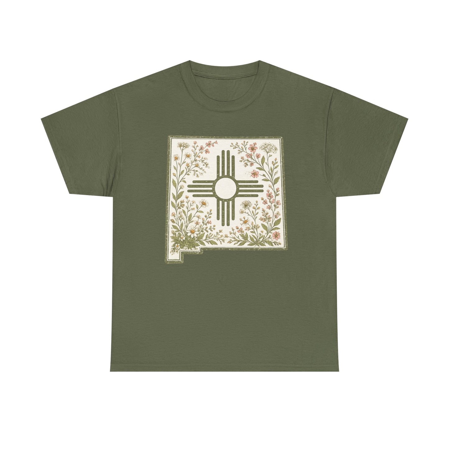 New Mexico Floral Zia T-Shirt — Southwestern State Pride Tee - Sage
