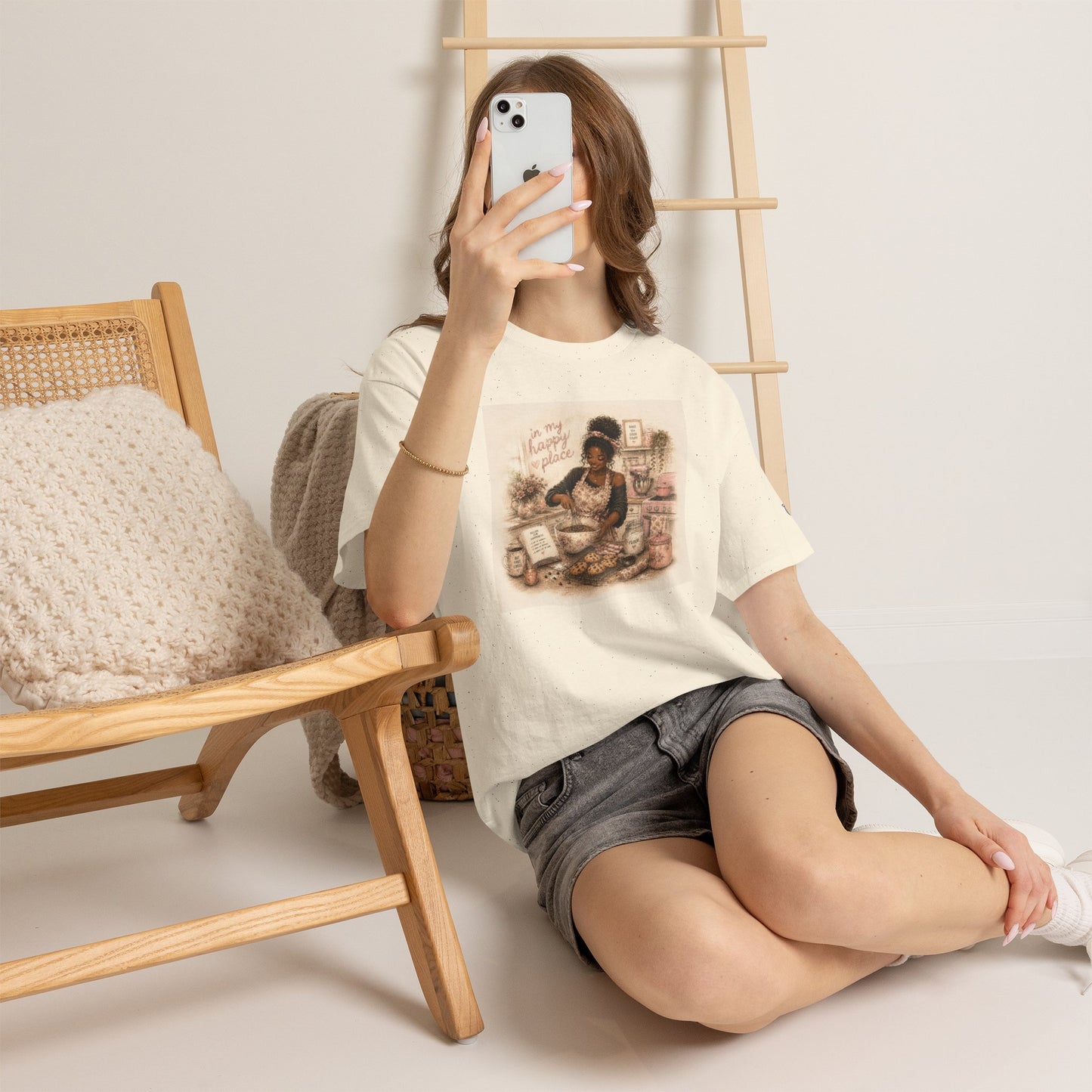 Cute Black Woman Baking T‑Shirt — "My Happy Place" Graphic Tee