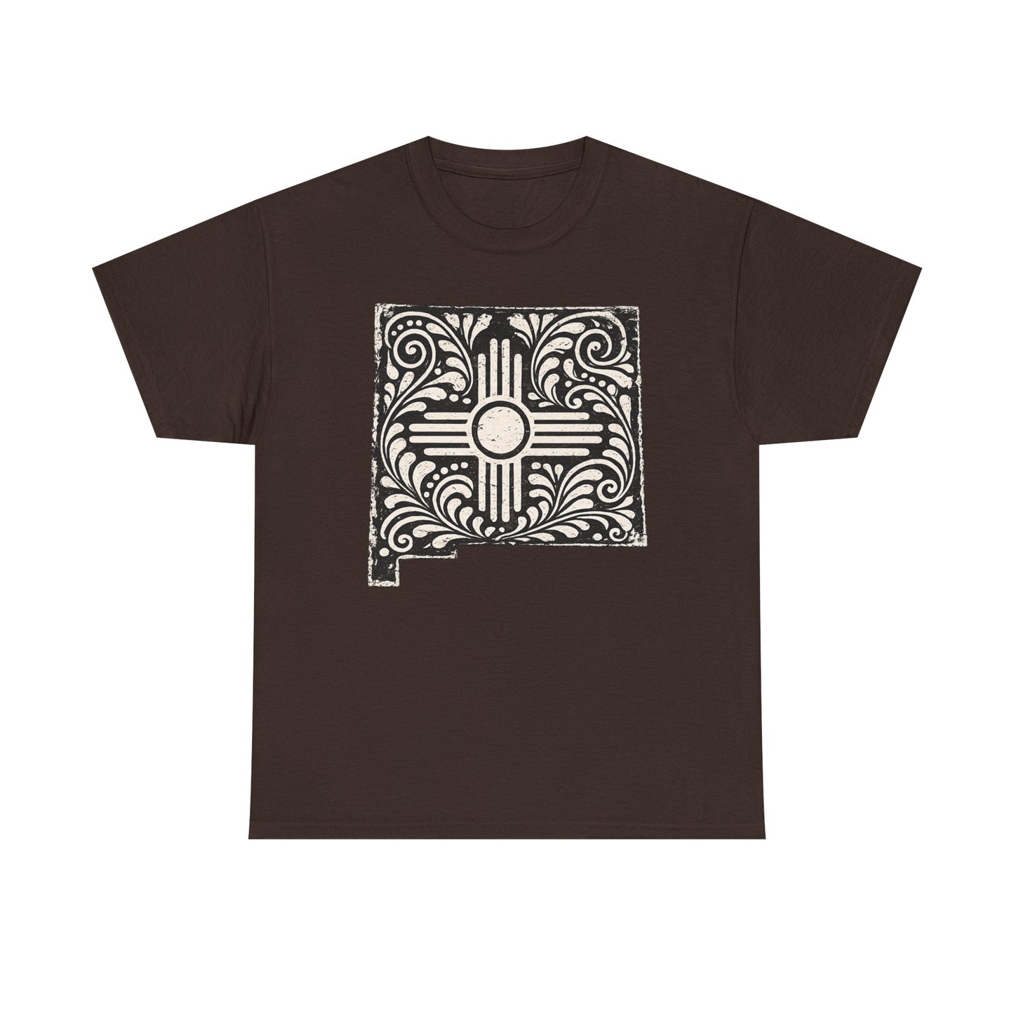 New Mexican Zia Tile Graphic Tee — Vintage Ornamental Southwest Motif - Black