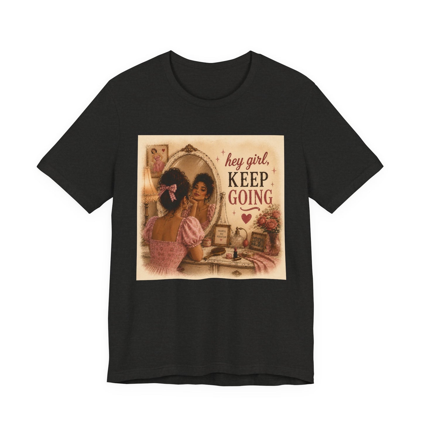 Keep Going Tee — 'Hey Girl, Keep Going' Motivational Graphic T-Shirt - Pink