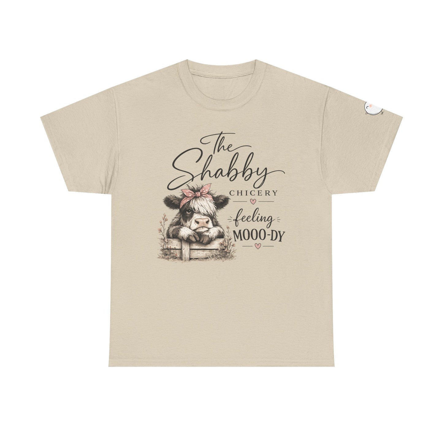 T-Shirt — “The Shabby Chicery Feeling Moo-dy” Cute Cow Graphic Tee