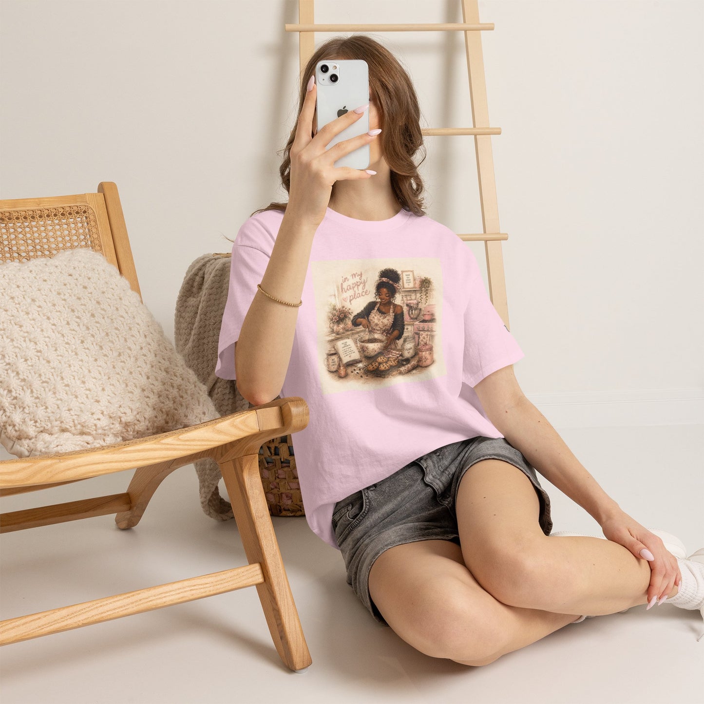 Cute Black Woman Baking T‑Shirt — "My Happy Place" Graphic Tee
