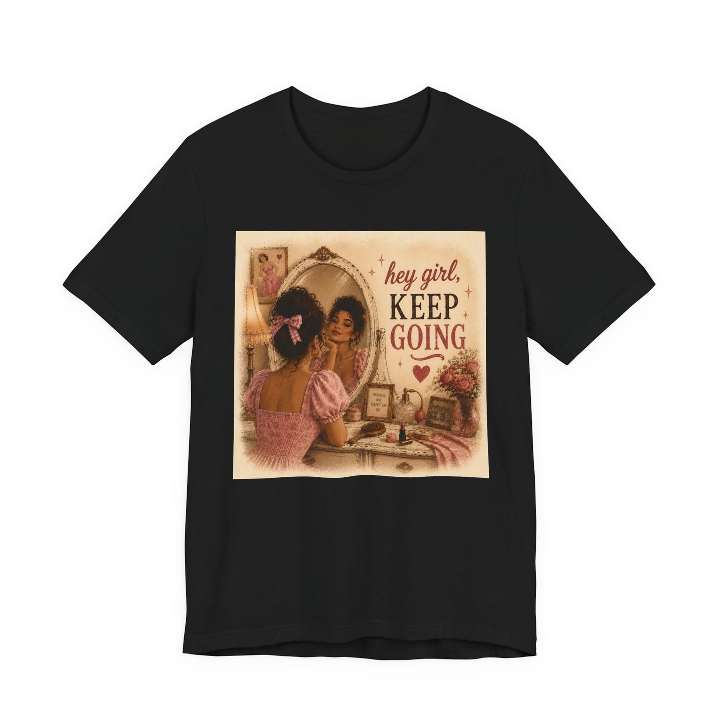 Keep Going Tee — 'Hey Girl, Keep Going' Motivational Graphic T-Shirt - Pink