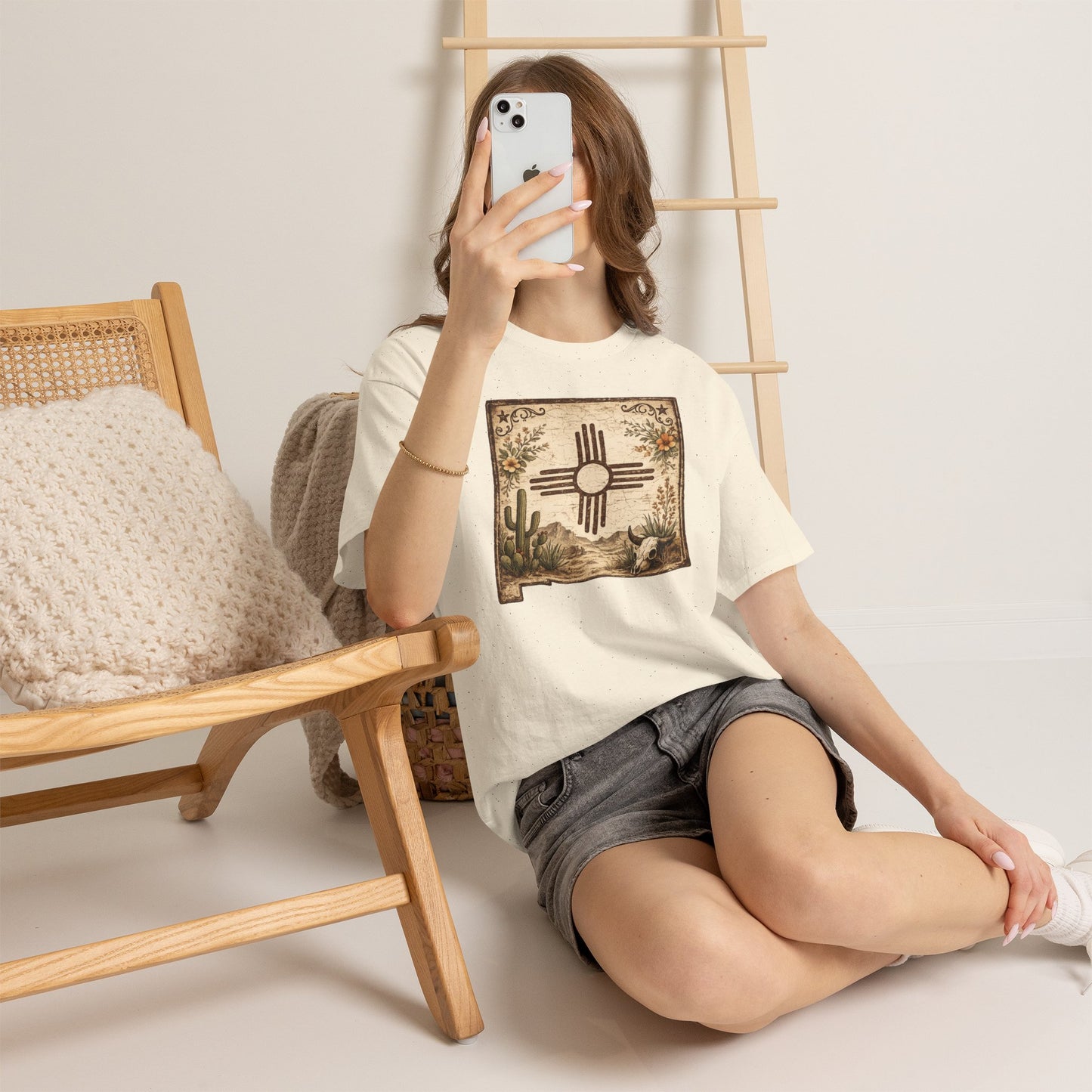 New Mexico Zia Sun Cotton Tee – Desert Cactus Vintage Graphic T‑Shirt - Western