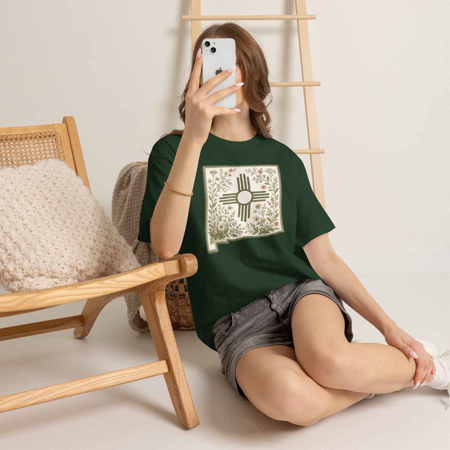New Mexico Floral Zia T-Shirt — Southwestern State Pride Tee - Sage