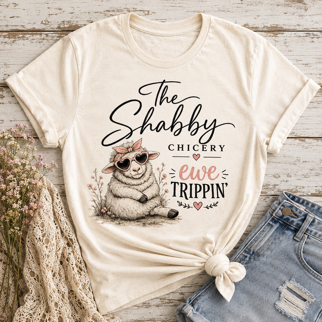 Sheep Graphic Tee — "The Shabby Chicery: Ewe Trippin'"