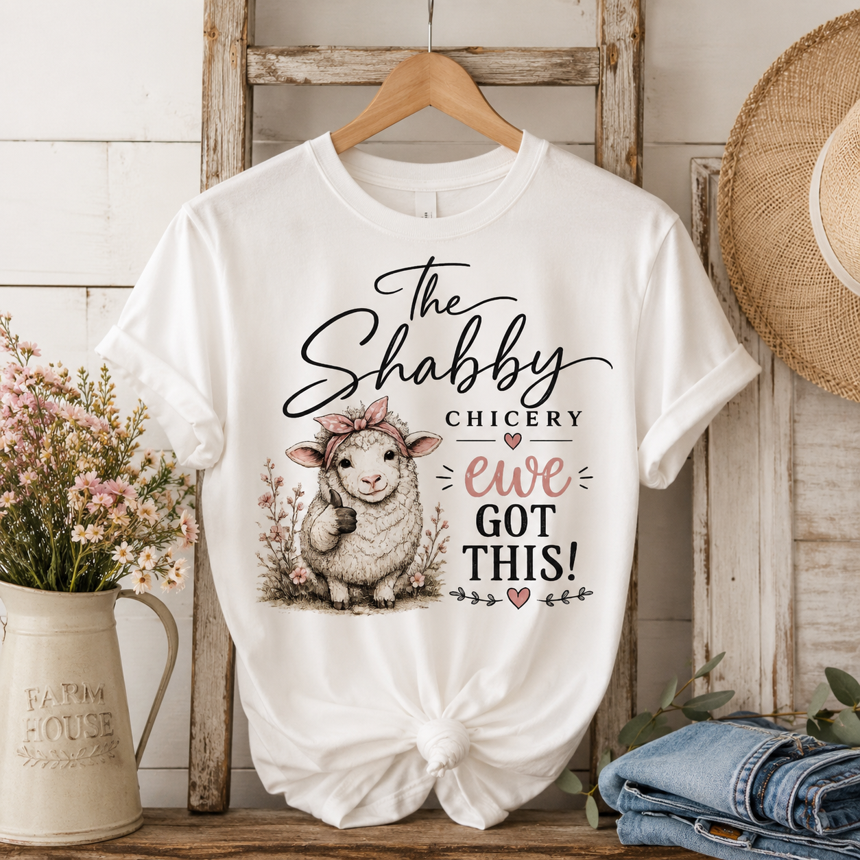 Shabby Chic “Ewe Got This!” Tee — Cute Floral Sheep Graphic T-Shirt
