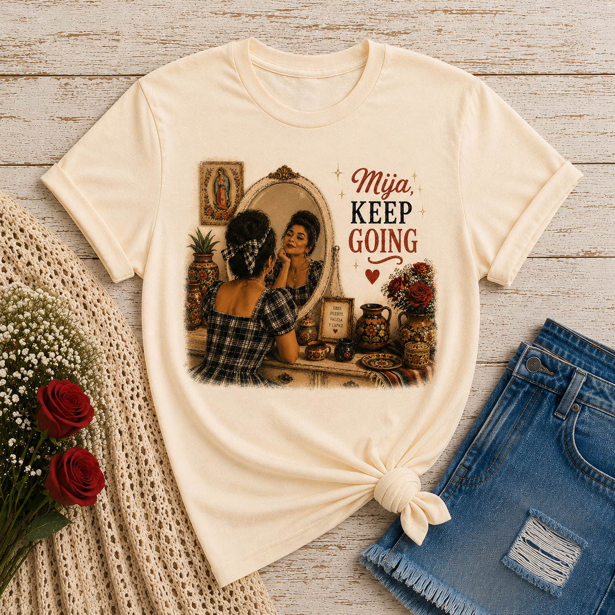 Mija, Keep Going – Vintage Latina Inspiration Tee