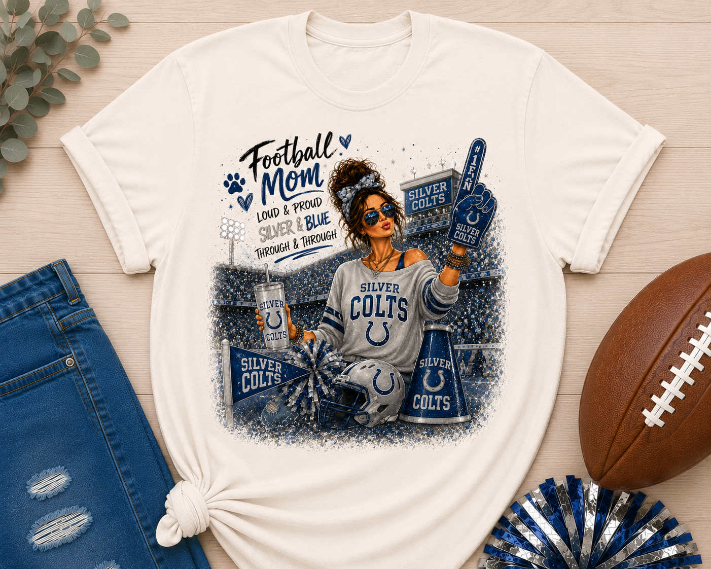 Football Mom Colts T-Shirt - Proud Mom Game Day Tee