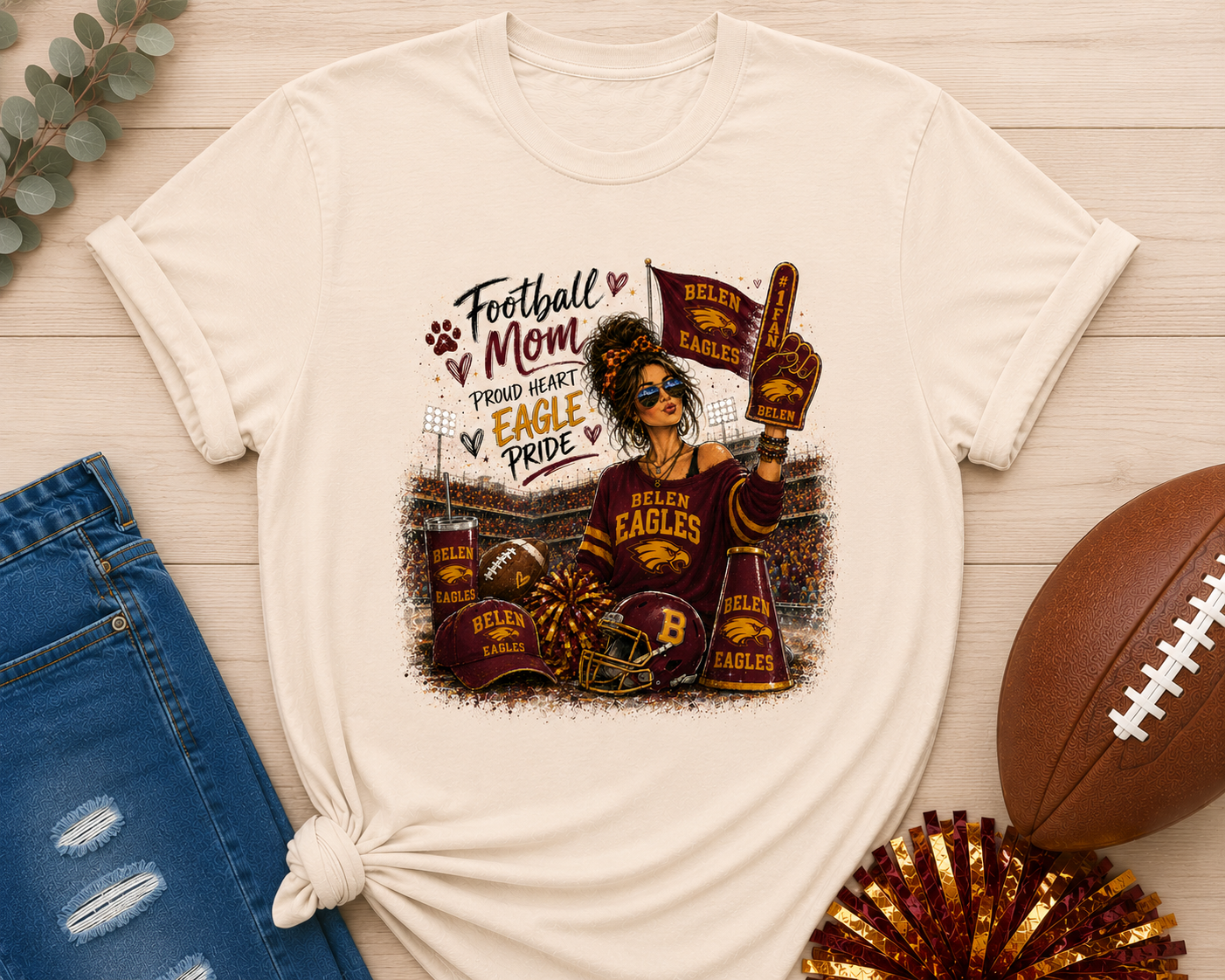 Football Mom T‑Shirt — Proud Eagles Fan Jersey Tee