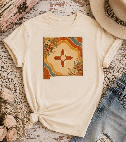 New Mexico Zia Retro Floral Tee