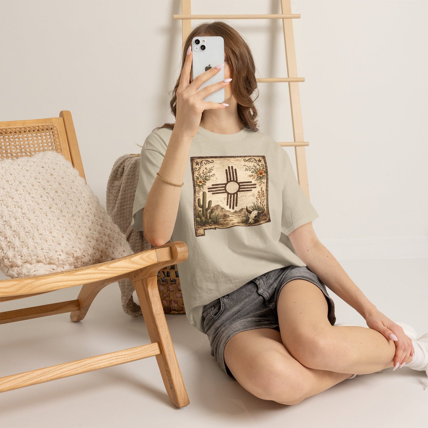 New Mexico Zia Sun Cotton Tee – Desert Cactus Vintage Graphic T‑Shirt - Western