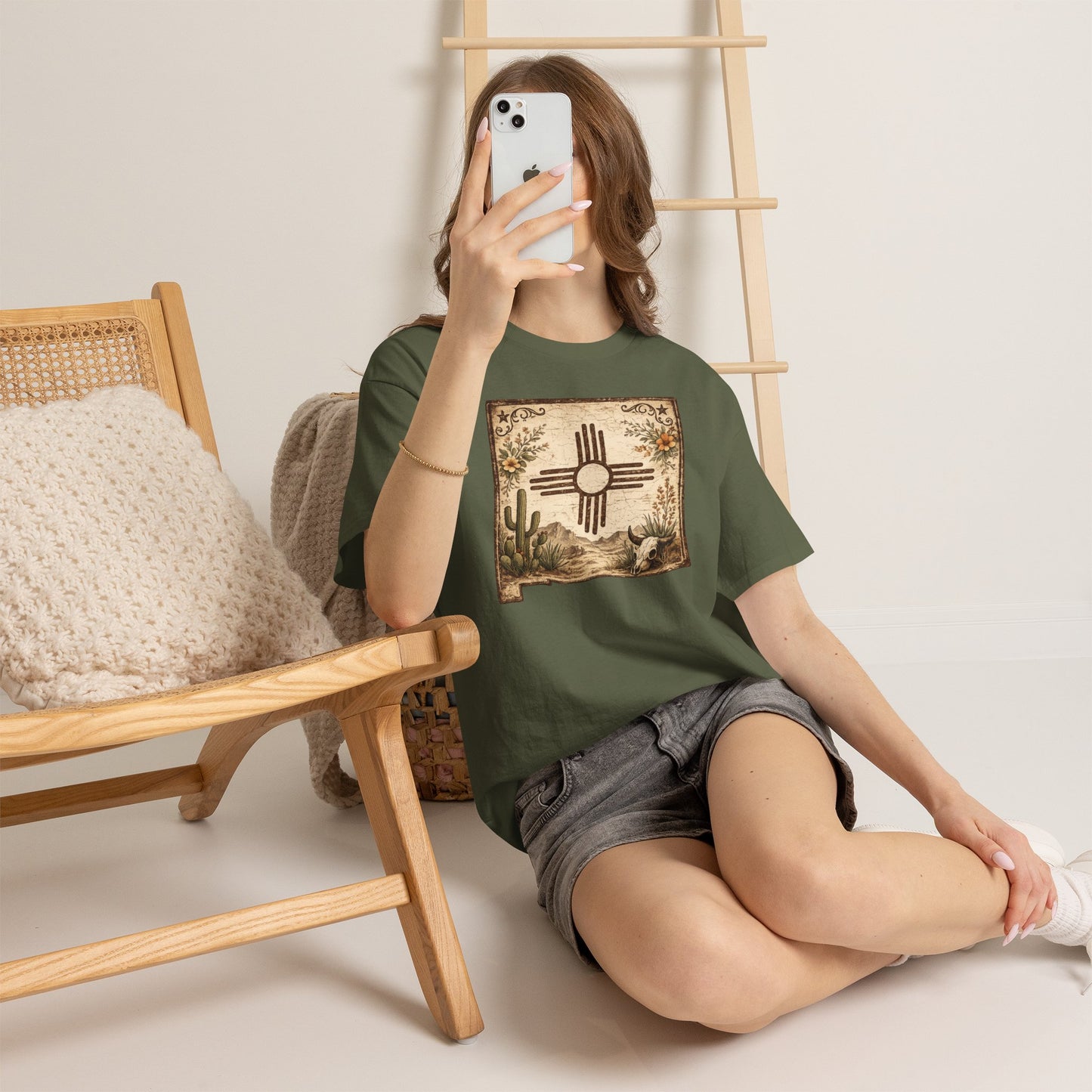 New Mexico Zia Sun Cotton Tee – Desert Cactus Vintage Graphic T‑Shirt - Western