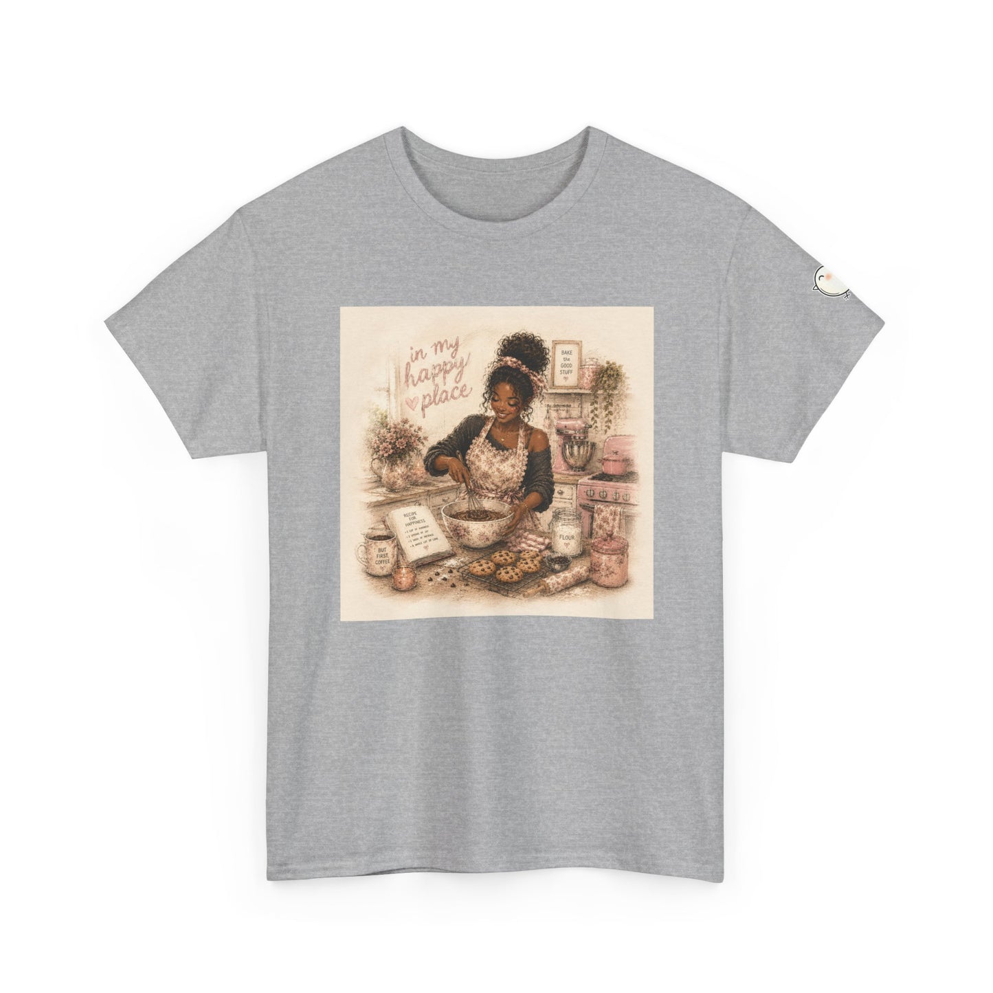 Cute Black Woman Baking T‑Shirt — "My Happy Place" Graphic Tee