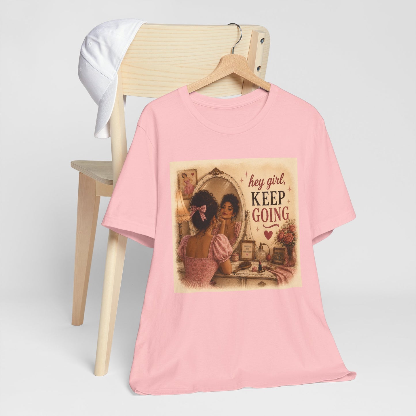 Keep Going Tee — 'Hey Girl, Keep Going' Motivational Graphic T-Shirt - Pink