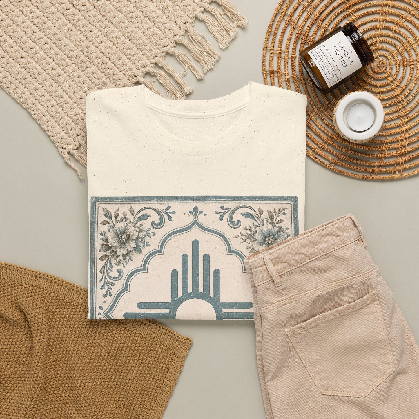 Zia Sun Tile Graphic Tee — Southwestern Boho Cotton T-Shirt