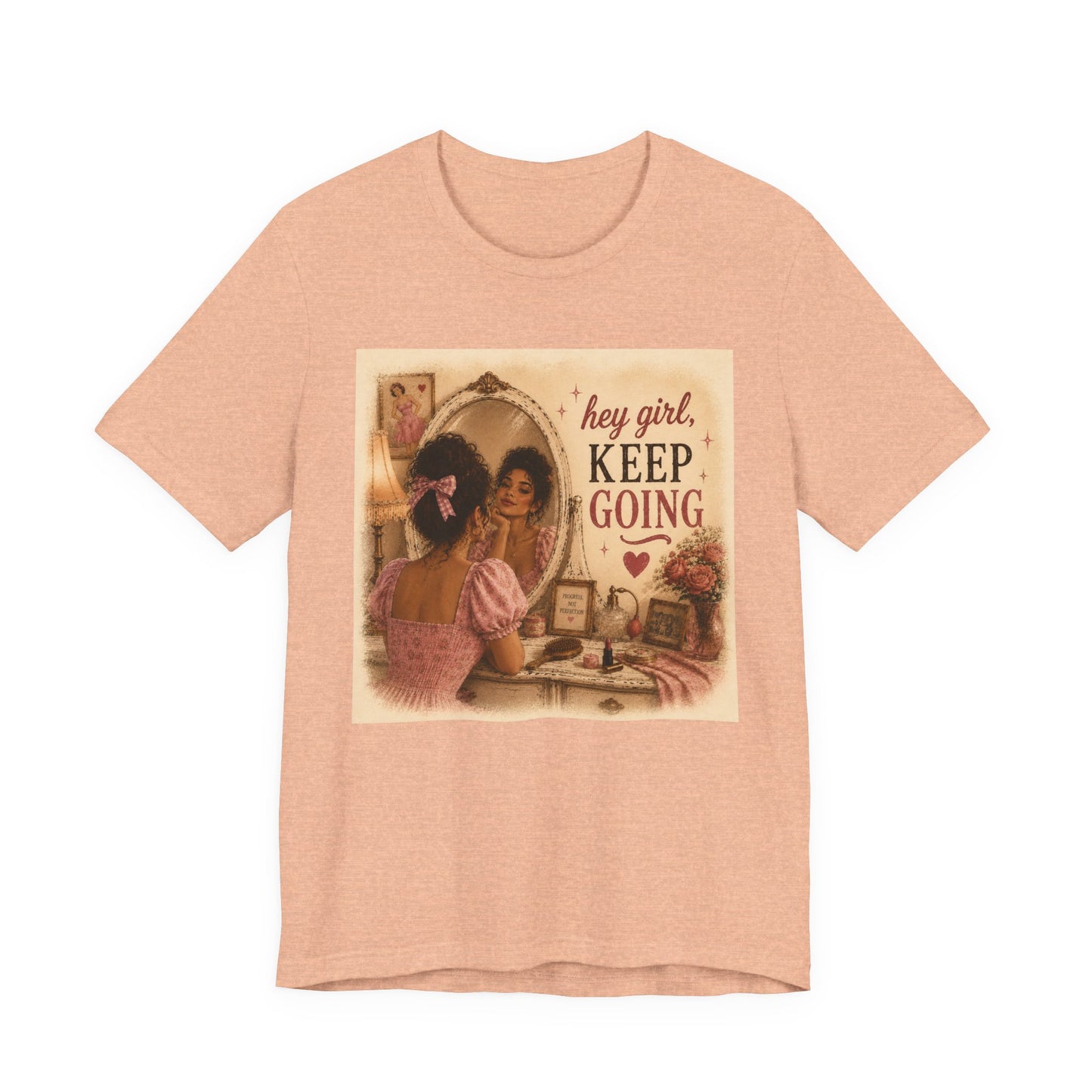 Keep Going Tee — 'Hey Girl, Keep Going' Motivational Graphic T-Shirt - Pink