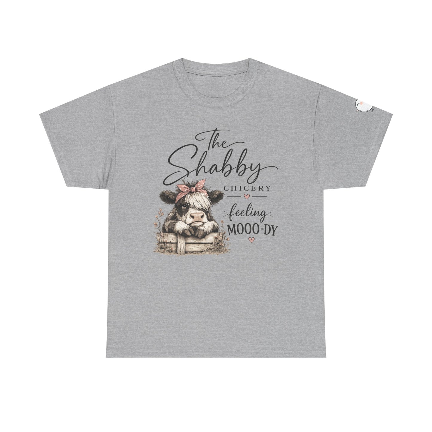 T-Shirt — “The Shabby Chicery Feeling Moo-dy” Cute Cow Graphic Tee