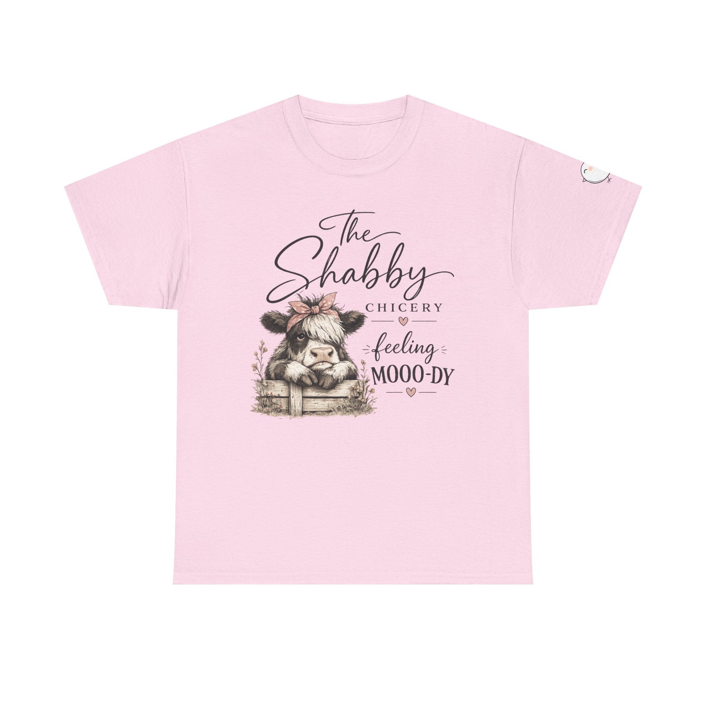 T-Shirt — “The Shabby Chicery Feeling Moo-dy” Cute Cow Graphic Tee