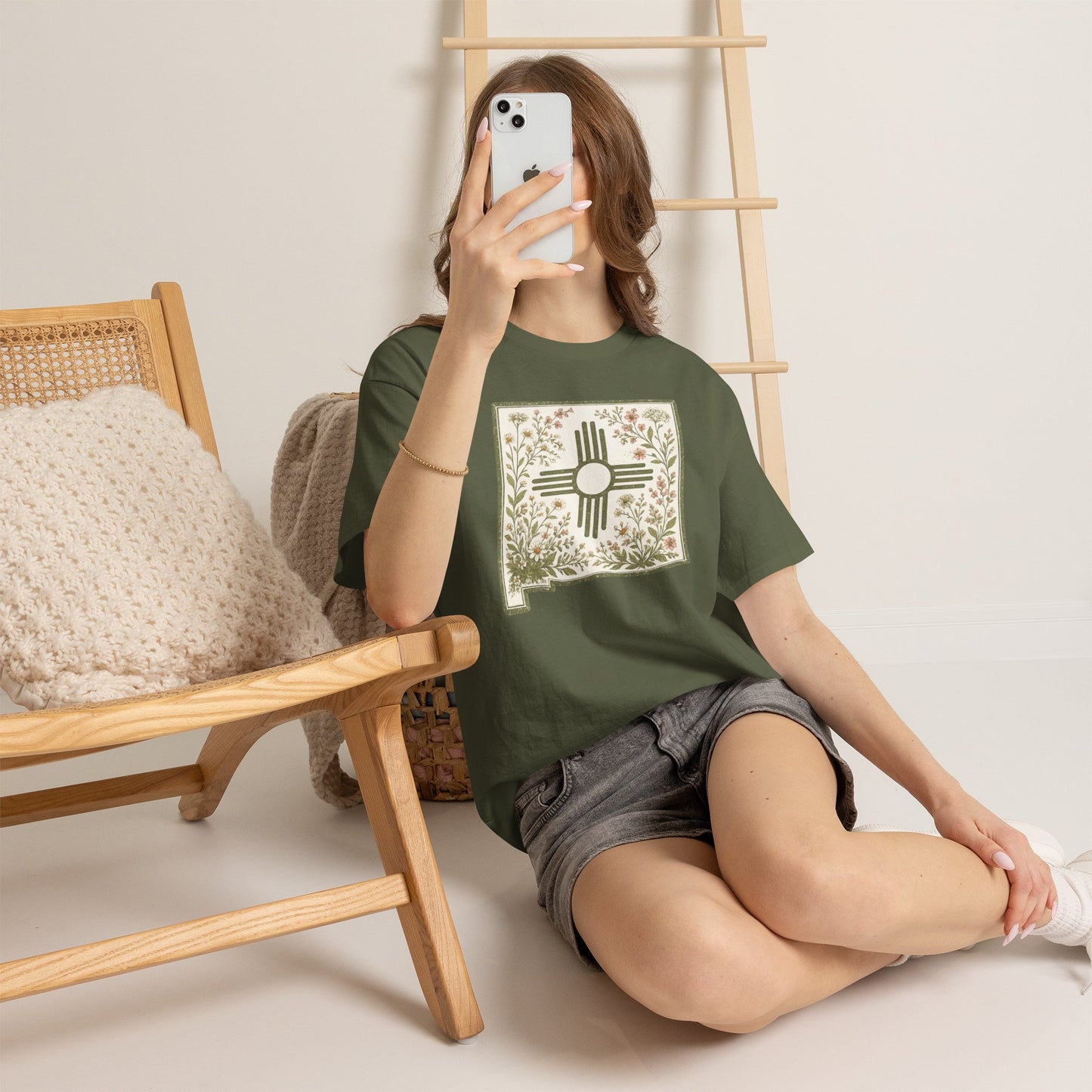 New Mexico Floral Zia T-Shirt — Southwestern State Pride Tee - Sage